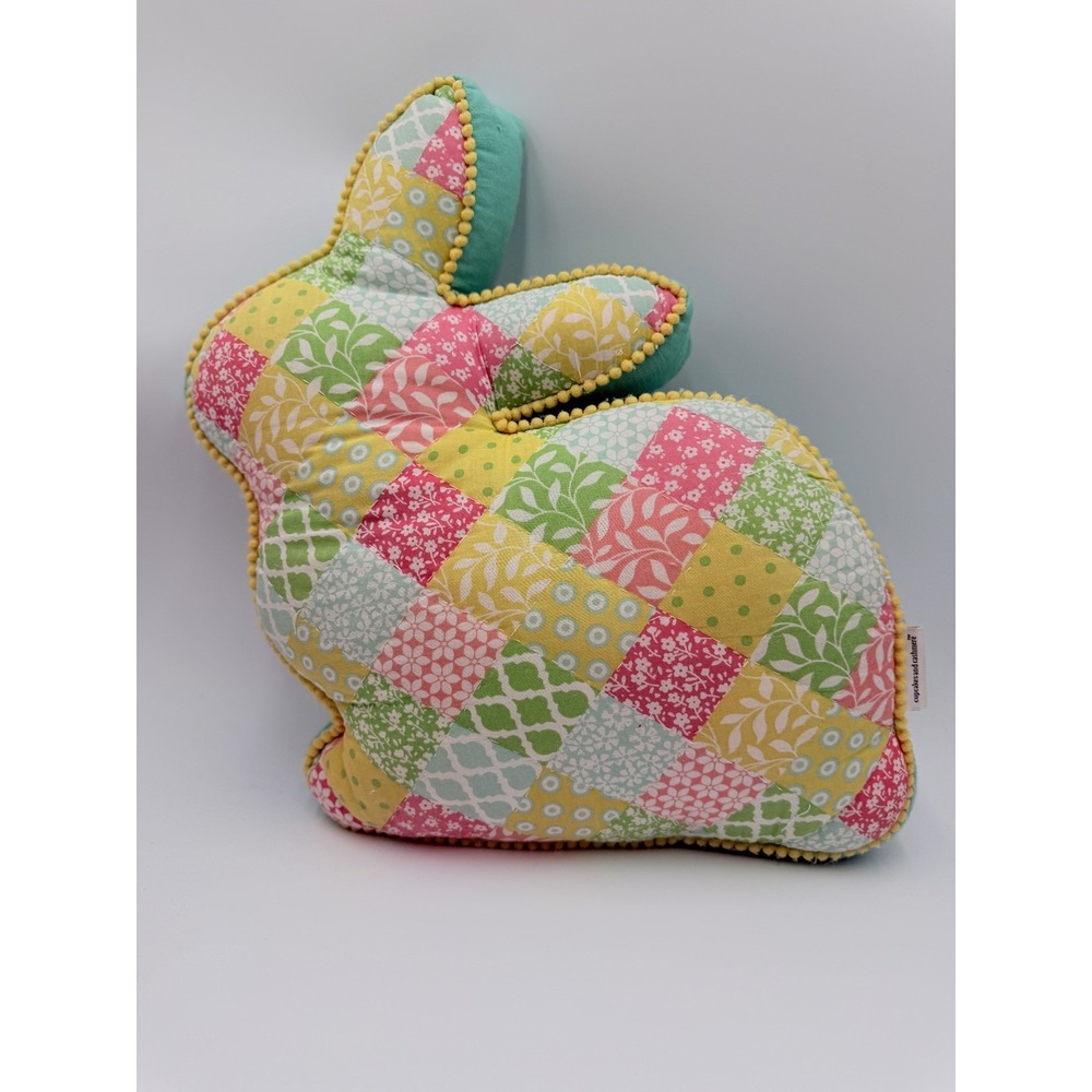 Cupcakes and Cashmere Bunny Pillow Patchwork Quilted Easter Spring Decorative